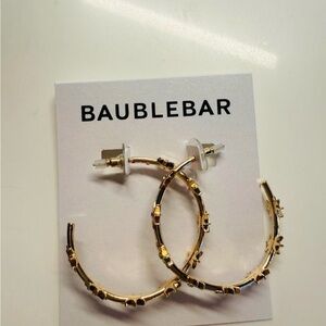 BaubleBar Gold Star-Detail Hoop Earrings - Gold